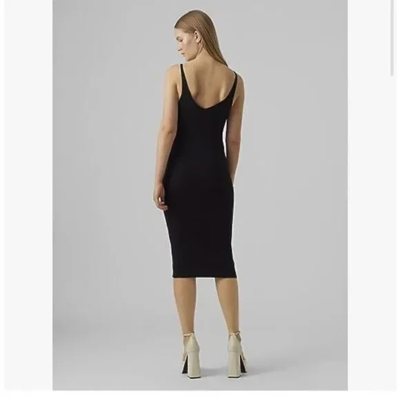 Vero moda XL Soft knit ribbed black midi dress - Picture 3 of 10